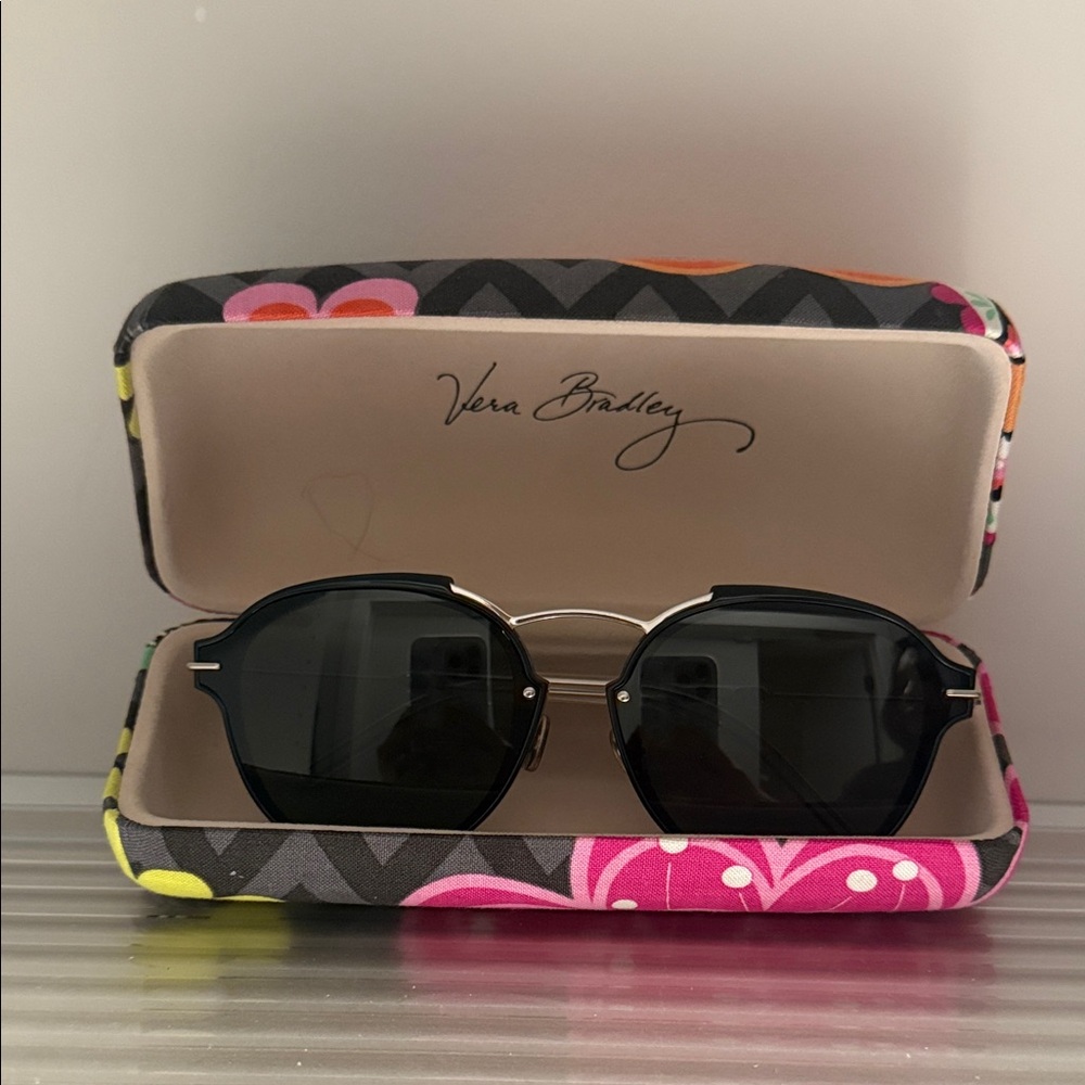 Dior Black Aviator Sunglasses and Vera Bradley Case